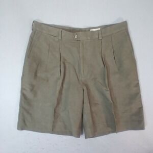 Tehama shorts men's 38x 8 Brown pleated linen blend pleated front Bermuda dress